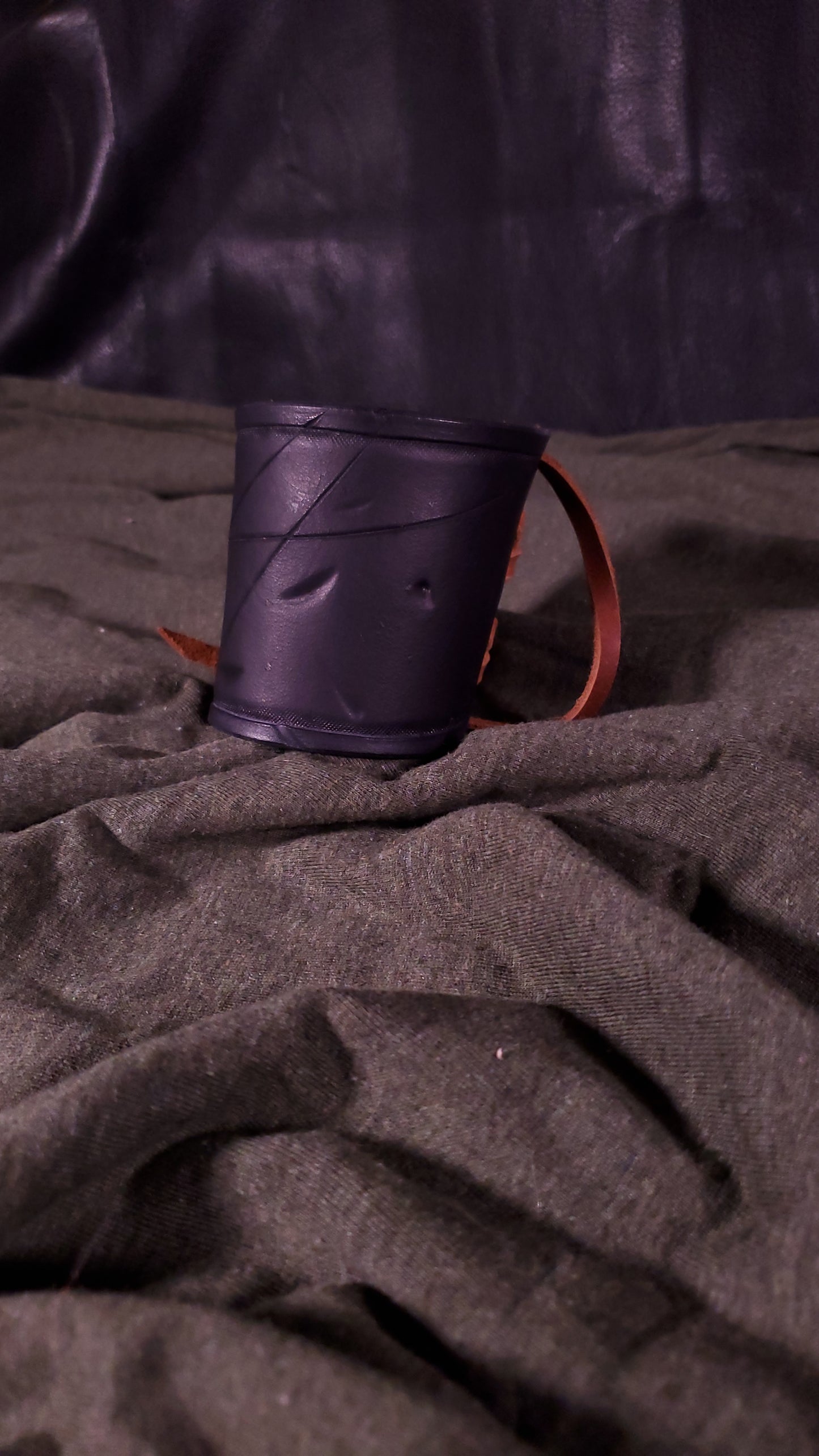 Black large cuff with laces and battle damage