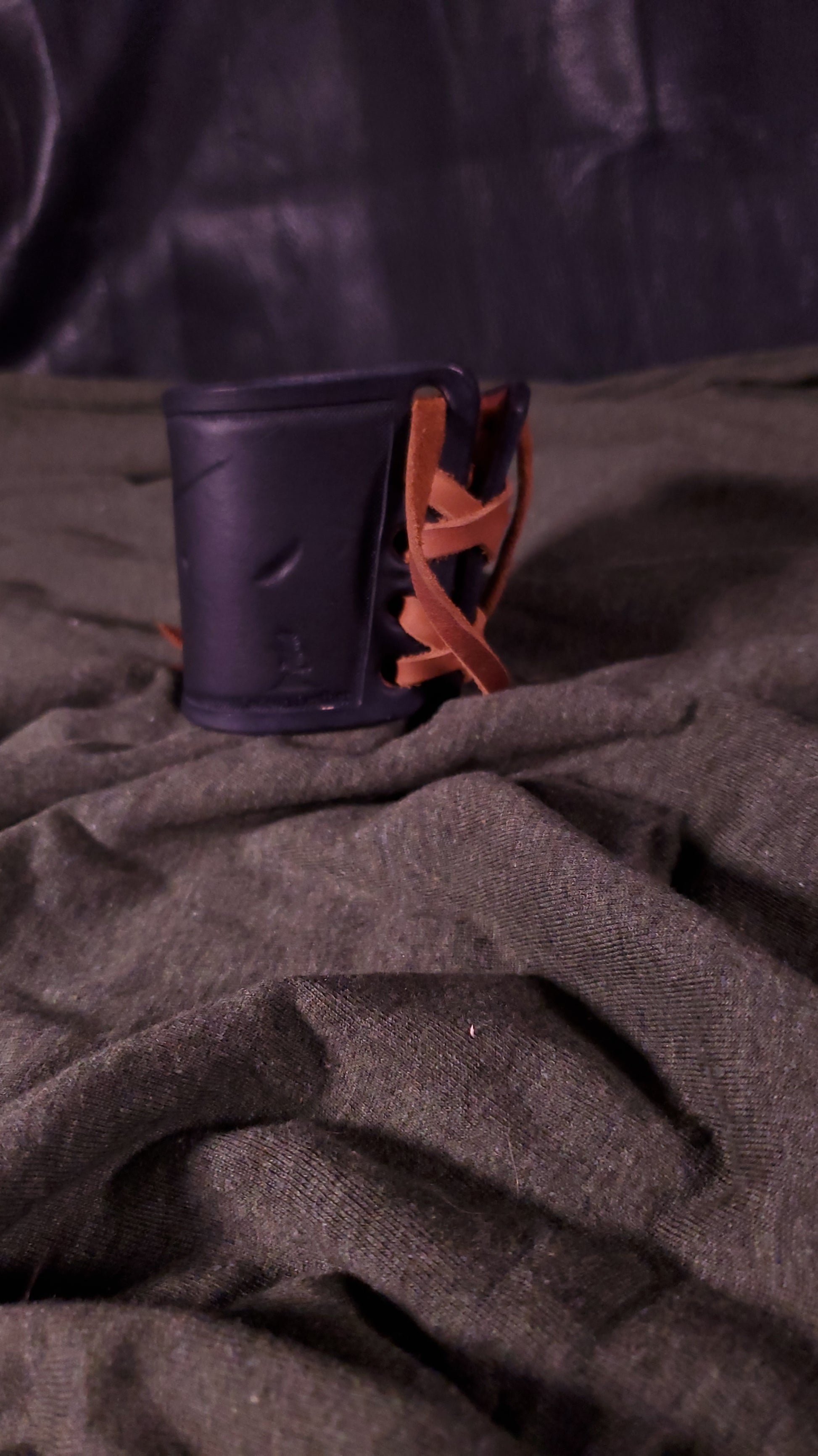 Black large cuff with laces and battle damage